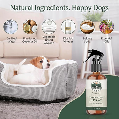 Dog Deodorizer Spray, Pet Odor Eliminator Dog Deodorizing Spray – Odor Neutralizing & Coat Conditioning Mist with Pure Ingredients – Moisturizing & Refreshing Pet Spray – Safe for Dogs & Bedding 8oz