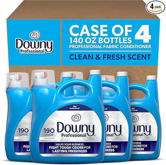 P&G Professional Downy Commercial Liquid Fabric Softener, Clean & Fresh Scent, 190 Loads, 140 Fl oz, For Business Use