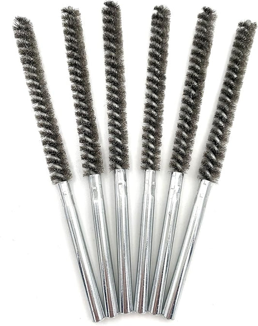 6pcs Pipe Cleaning Brush Set Stainless Steel Bristles, Stainless Steel Pipe Brush for Auto Parts,Tubes, Etc. (2/5"(10mm))