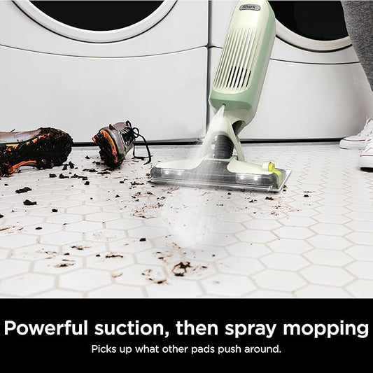 Shark VACMOP Pro Cordless Hard Floor Cleaner, Vacuum and Spray Mop, Powerful Suction, Lightweight, LED Headlights, Includes 4 Disposable Pads, 12oz Multi-surface Cleaning Solution, Lime Green, VM252GN