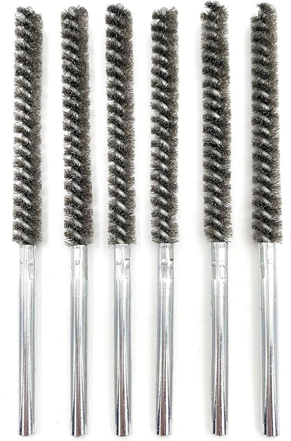 6pcs Pipe Cleaning Brush Set Stainless Steel Bristles, Stainless Steel Pipe Brush for Auto Parts,Tubes, Etc. (2/5"(10mm))