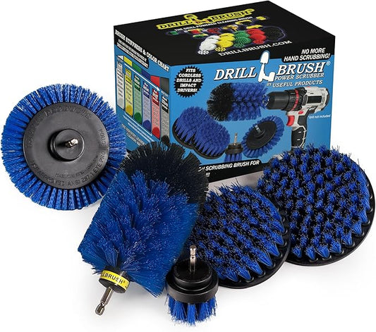 Grout Cleaner Kit - Bathroom Drill Brush Attachment Set - Household Cleaning Supplies - Shower Cleaner - Tub Scrubber - Toilet Brush - Spotless Tiles - Power Scrubbing Nylon Bristles